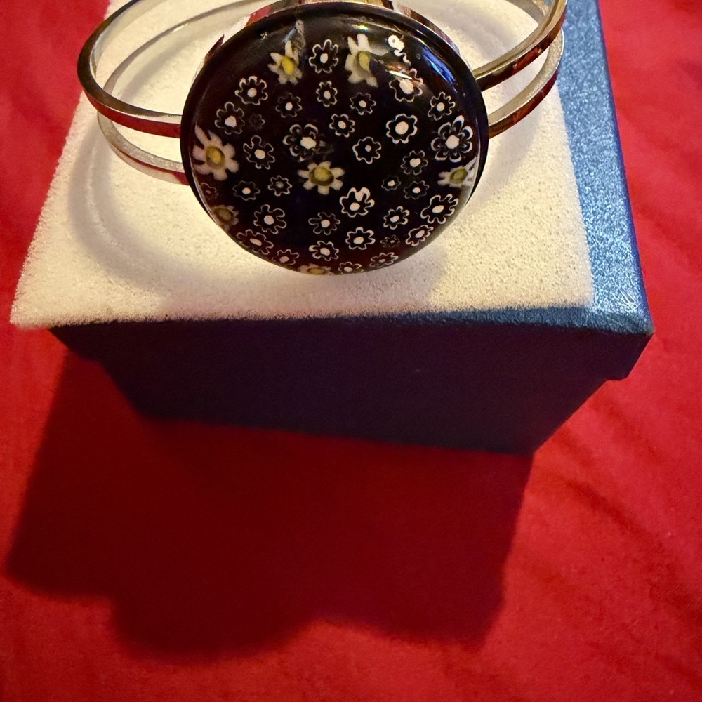 Floral Blue and Gold Women's Bracelet